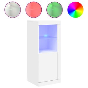 vidaXL Buffet avec lumi&egrave;res LED blanc 41x37x100 cm