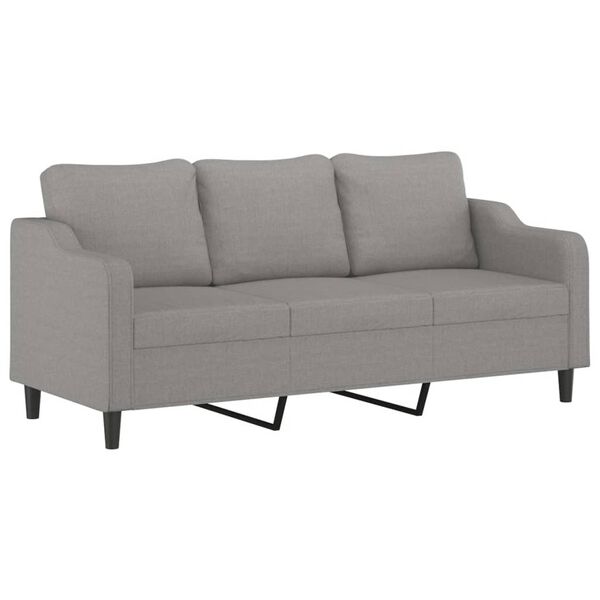 vidaXL Canap&eacute; &agrave; 3 places Gris clair 180 cm Tissu