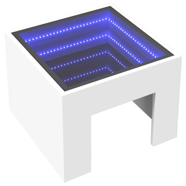 vidaXL Table basse avec LED infini blanc 40x40x30 cm