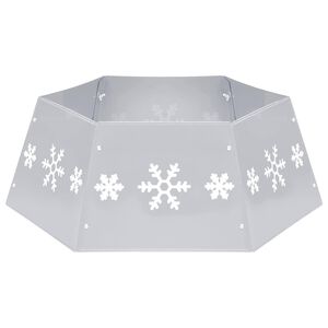 vidaXL Jupe de sapin de No&euml;l Argent&eacute; et blanc &Oslash;68x25 cm
