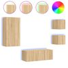 vidaXL Unit&eacute;s murales TV avec LED 5 pcs ch&ecirc;ne sonoma bois d'ing&eacute;nierie