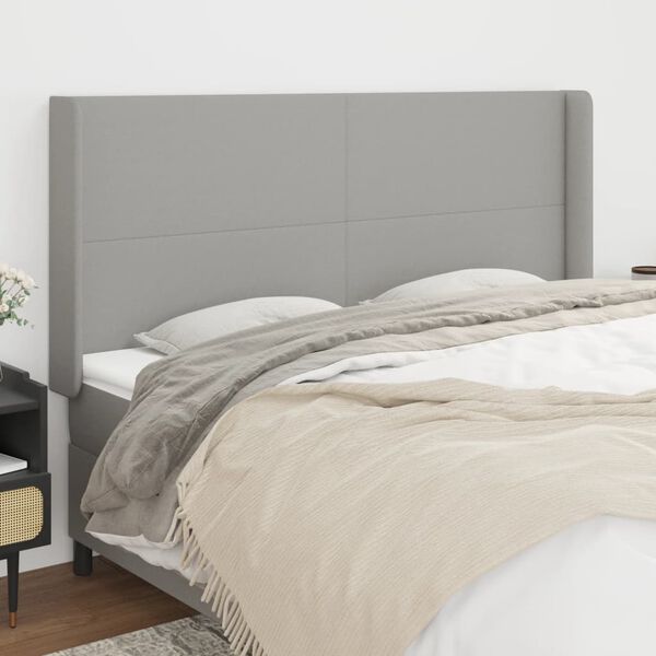 vidaXL T&ecirc;te de lit avec oreilles Gris clair 183x16x118/128 cm Tissu