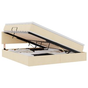 vidaXL Lit de rangement LED avec matelas Cr&egrave;me 160 x 200 cm Tissu