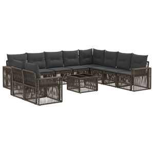 vidaXL Ensemble de canap&eacute; de jardin 11 pc Gris et Gris fonc&eacute; polyrotin