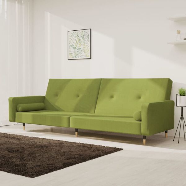 vidaXL Canap&eacute;-lit &agrave; 2 places avec deux oreillers Vert clair Velours