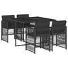 vidaXL Ensemble &agrave; manger de jardin coussins 5pcs Noir R&eacute;sine tress&eacute;e