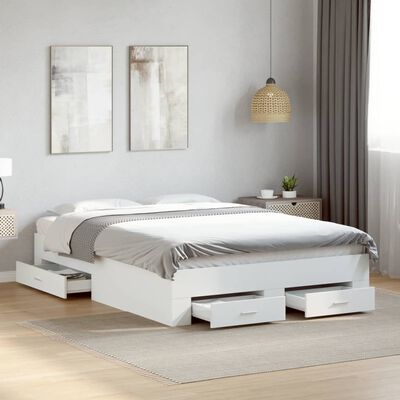 vidaXL Cadre de lit avec tiroirs sans matelas blanc 120x190 cm