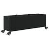 vidaXL Jardini&egrave;re avec roulettes et 3 pots noir 107x32x38 cm rotin