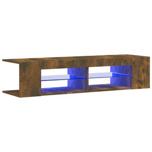 vidaXL Meuble TV avec lumi&egrave;res LED ch&ecirc;ne fum&eacute; 135x39x30 cm