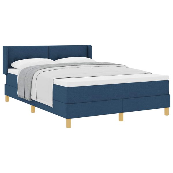 vidaXL Lit &agrave; Ressorts avec matelas Bleu 160 x 200 cm tissu