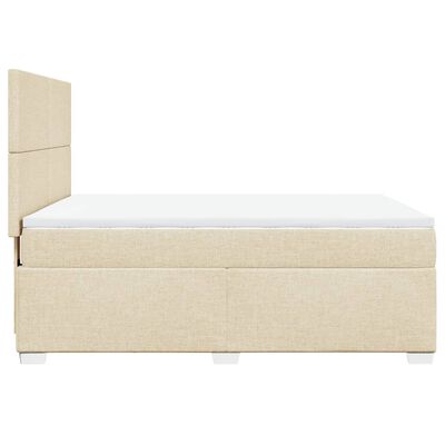 vidaXL Sommier à lattes de lit avec matelas Crème 160x200 cm Tissu