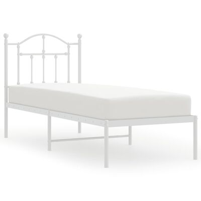 vidaXL Cadre de lit métal sans matelas avec tête de lit blanc 75x190cm