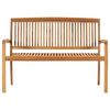 vidaXL Banc de jardin empilable et coussin 128,5cm Bois de teck massif