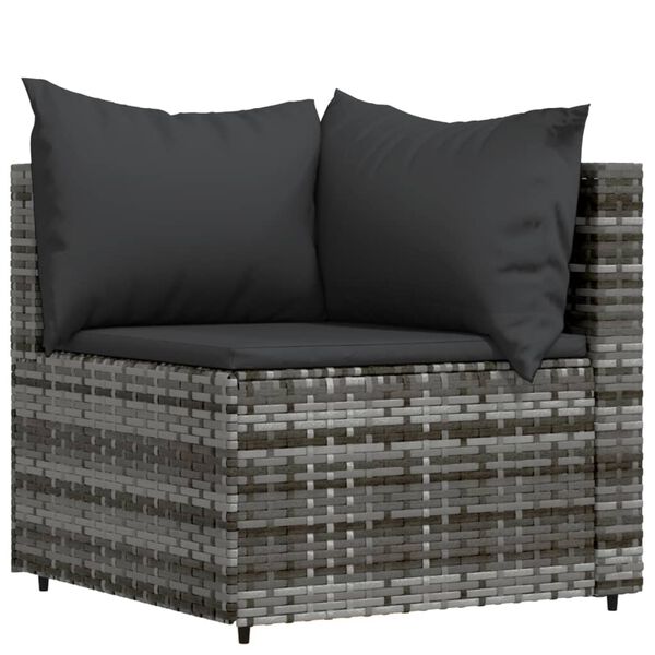 vidaXL Salon de jardin 4 pcs avec coussins Gris R&eacute;sine tress&eacute;e