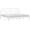 vidaXL Cadre de lit m&eacute;tal sans matelas et t&ecirc;te de lit blanc 200x200 cm