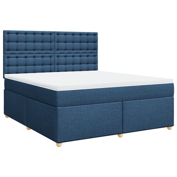 vidaXL Sommier &agrave; lattes de lit avec matelas Bleu 180x200 cm Tissu