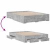 vidaXL Cadre de lit avec tiroirs sans matelas gris b&eacute;ton 135x190 cm