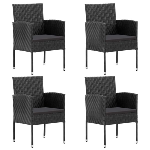 vidaXL Ensemble &agrave; manger de jardin 5 pcs noir r&eacute;sine tress&eacute;e et acier