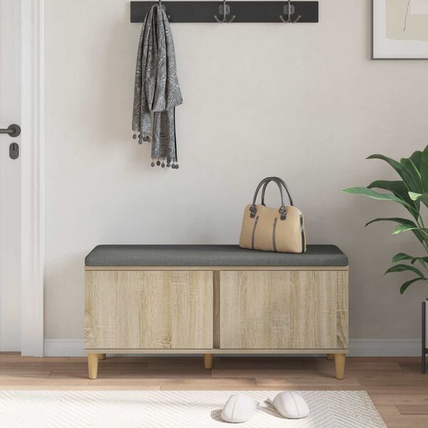 vidaXL Banc d'entr&eacute;e avec coussin Ch&ecirc;ne Sonoma 60 x 38 x 46 cm