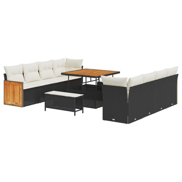 vidaXL Ensemble de canap&eacute; de jardin 12 pcs Noir et Cr&egrave;me polyrotin