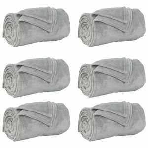 vidaXL Couvertures &agrave; jeter 6 pc Gris 240 x 270 cm 10.11 kg Polaire