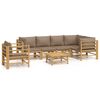 vidaXL Salon de jardin 7 pcs avec coussins taupe bambou