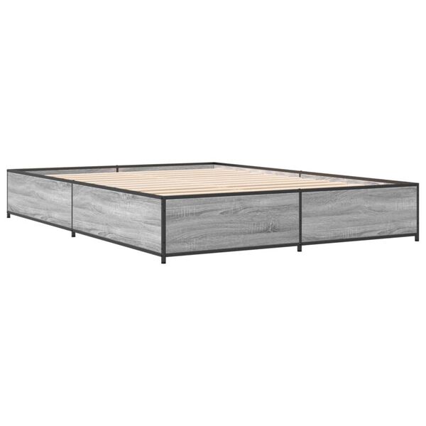 vidaXL Cadre de lit sans matelas sonoma gris 150x200 cm