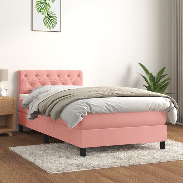 vidaXL Sommier &agrave; lattes de lit et matelas Rose 80x200 cm Velours
