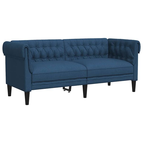 vidaXL Canap&eacute; Chesterfield 2 places bleu tissu
