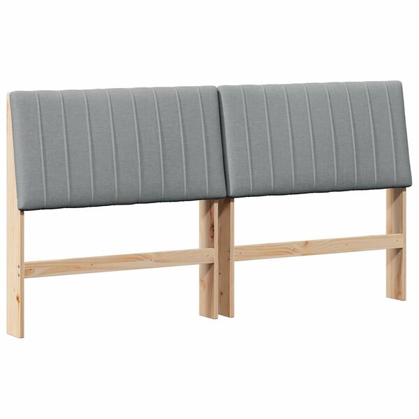 vidaXL T&ecirc;te de lit capitonn&eacute;e Gris clair 200 cm Pin massif