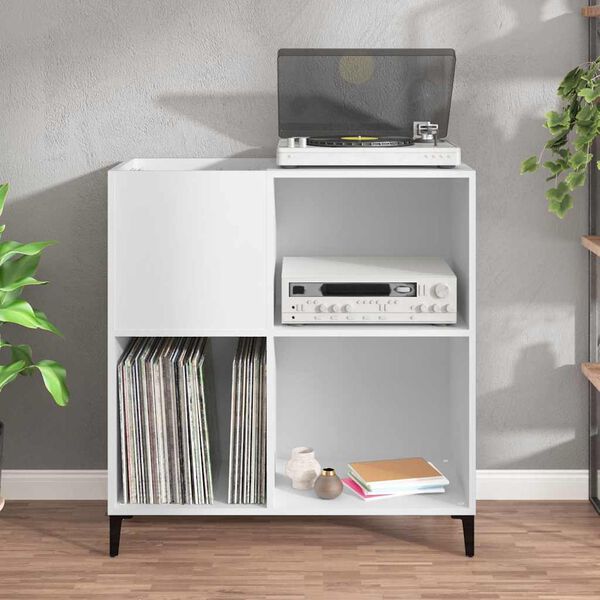 vidaXL Armoire &agrave; disques blanc 84,5x38x89 cm bois d'ing&eacute;nierie