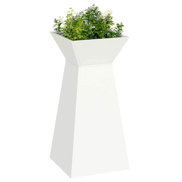 vidaXL Jardini&egrave;re &agrave; pilier 2 pcs Blanc 35 x 35 x 73 cm