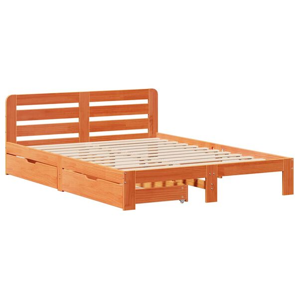 vidaXL Cadre de lit sans matelas cire marron 140x190cm bois pin massif