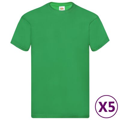 Fruit of the Loom T-shirts originaux 5 pcs Vert 3XL Coton