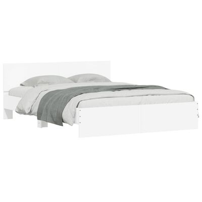 vidaXL Cadre de lit avec tête de lit et LED blanc 150x200 cm