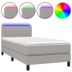 vidaXL Sommier &agrave; lattes de lit avec matelas et LED Gris clair 80x200cm