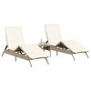 vidaXL Chaises longues lot de 2 avec table beige r&eacute;sine tress&eacute;e