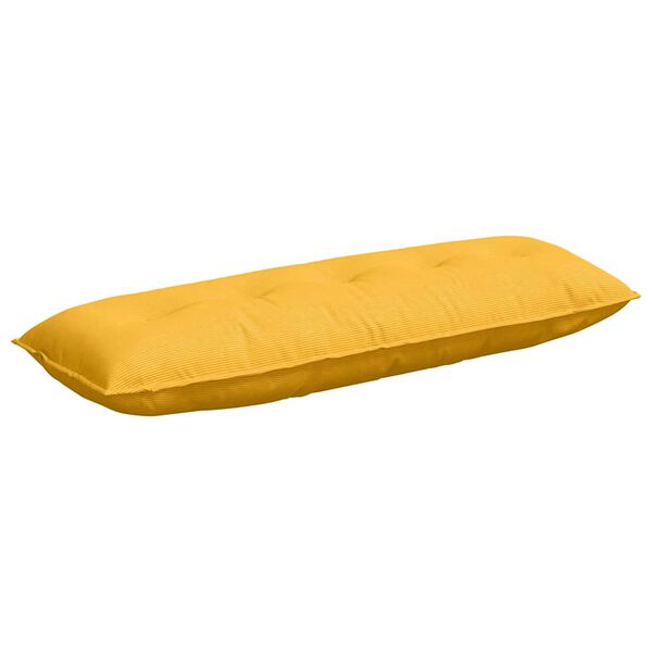 vidaXL Coussin de Dos Jaune clair 140 x 50 cm Tissu en velours c&ocirc;tel&eacute;
