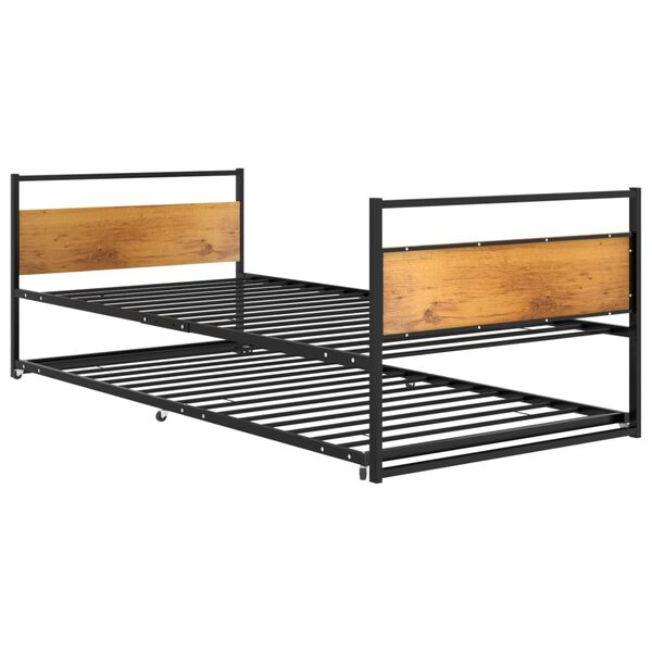 vidaXL Cadre de lit extensible sans matelas Noir M&eacute;tal 90x200 cm