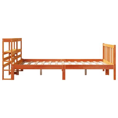 vidaXL Cadre de lit et tête de lit sans matelas cire marron 140x200 cm