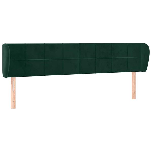 vidaXL T&ecirc;te de lit avec oreilles Vert fonc&eacute; 203x23x78/88 cm Velours