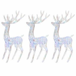 vidaXL Rennes de No&euml;l XXL Acrylique 250 LED 3 pcs 180 cm Multicolore