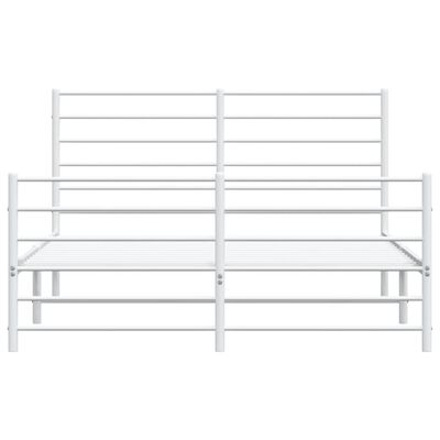 vidaXL Cadre de lit métal sans matelas et pied de lit blanc 140x190 cm