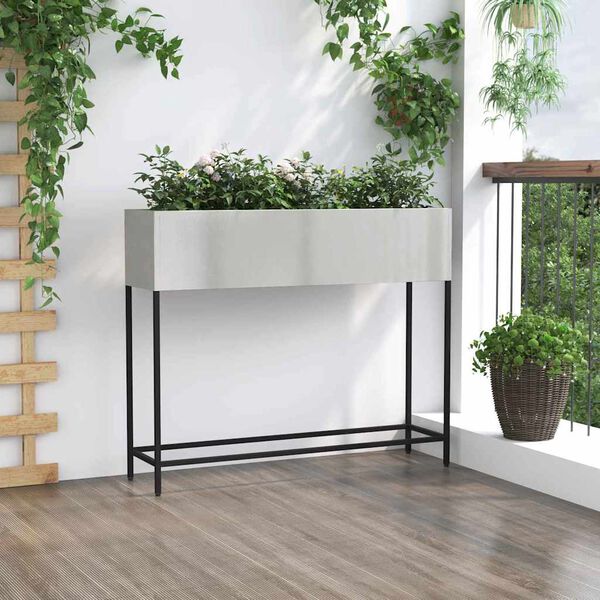 vidaXL Bac de jardin sur&eacute;lev&eacute; Argent 100 x 26 x 82 cm Acier inoxydable