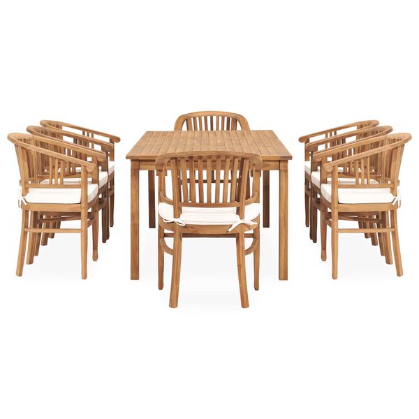 vidaXL Ensemble &agrave; manger de jardin 9pcs avec coussins bois teck solide