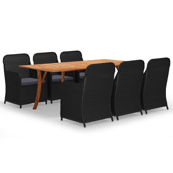 vidaXL Ensemble &agrave; manger de jardin 7 pcs Noir