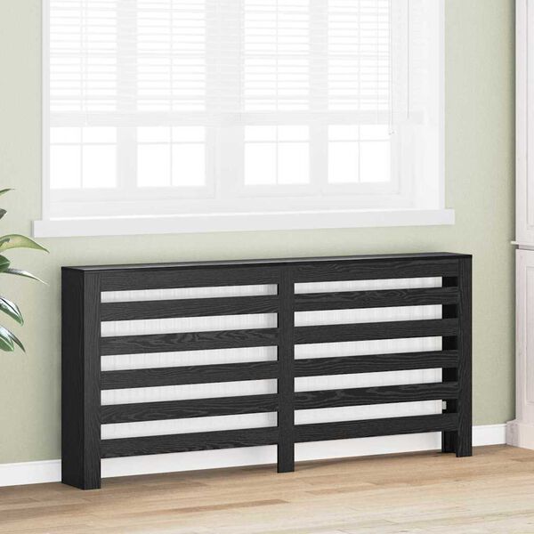 vidaXL Cache-Radiateur Ch&ecirc;ne noir 175 x 20 x 82 cm Bois d'ing&eacute;nierie