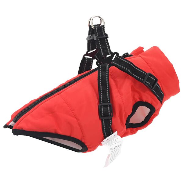 vidaXL Manteau pour chien avec harnais Rouge S Fleece et Polyester