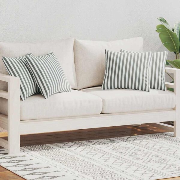 vidaXL Oreiller d'extérieur lot de 4 Impression rayure 45 x 45 cm Gris
