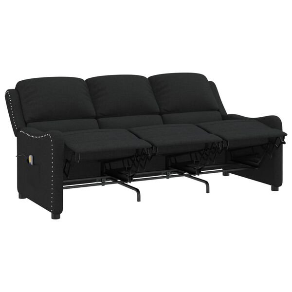vidaXL Fauteuil de massage inclinable à 3 places noir tissu